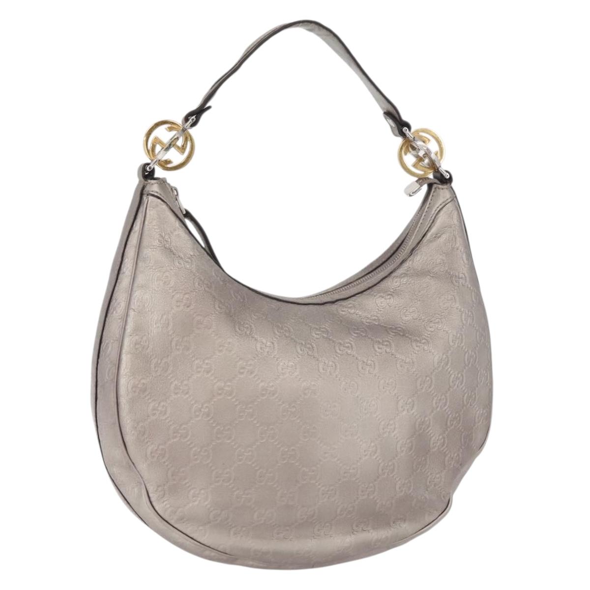 GUCCI GG Canvas GG Twin Guccissima Bag Leather Silver 232962 Auth 178533V