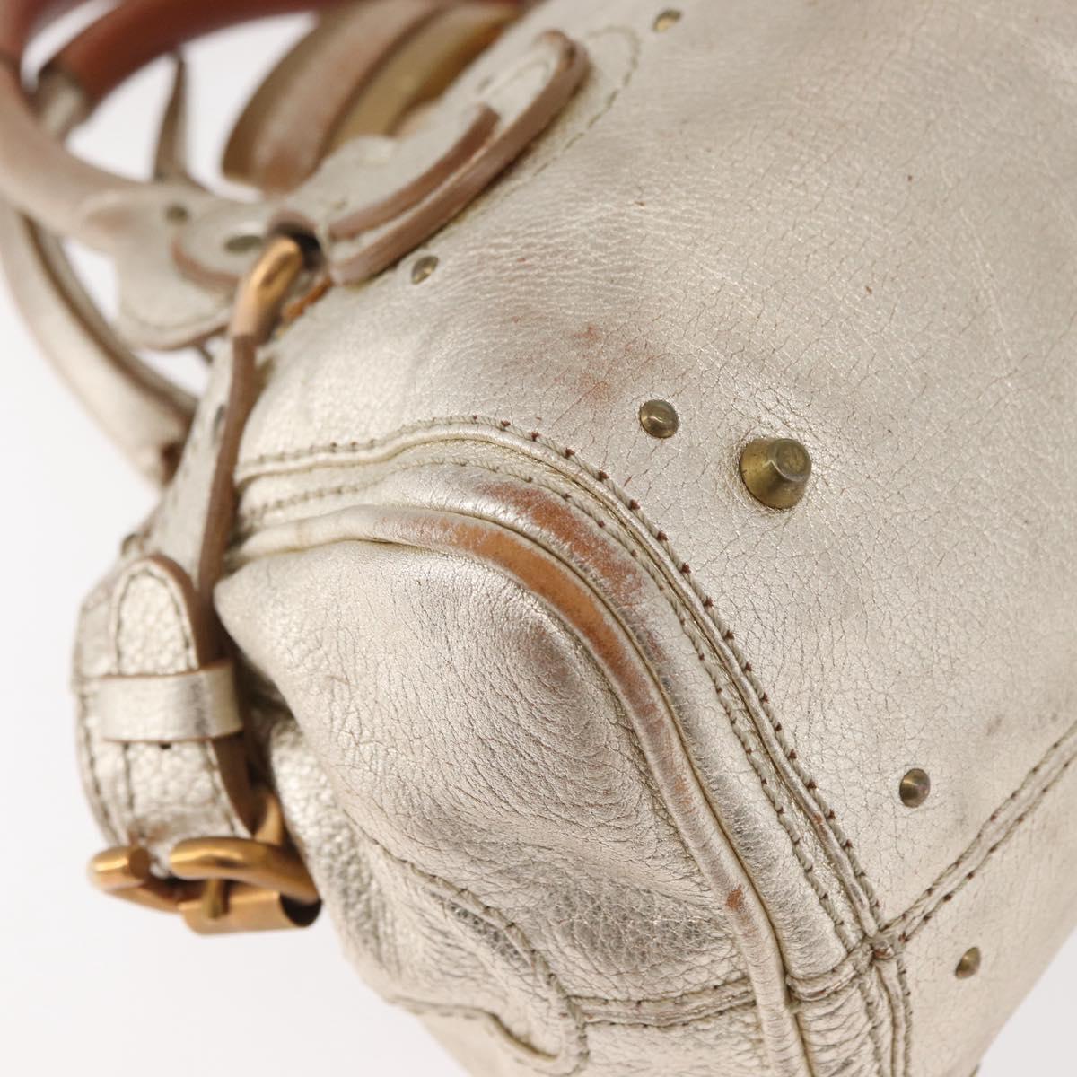 Chloe Paddington Hand Bag Leather Gold Silver Auth 178535A