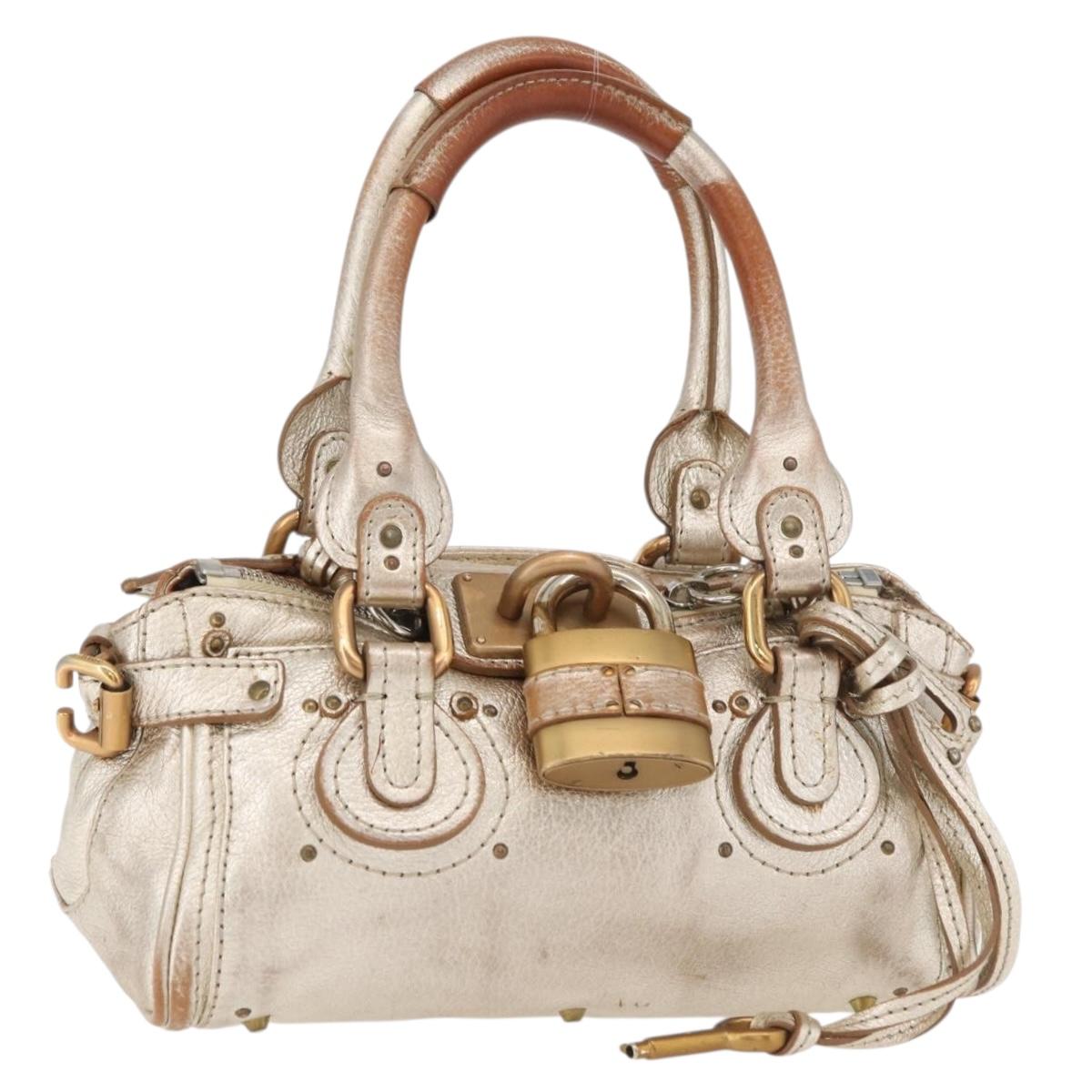Chloe Paddington Hand Bag Leather Gold Silver Auth 178535A