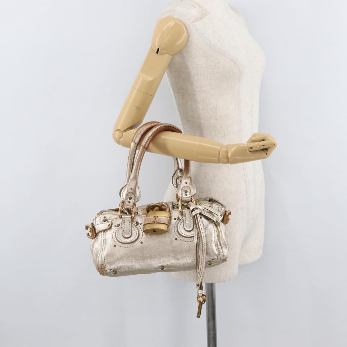 Chloe Paddington Hand Bag Leather Gold Silver Auth 178535A