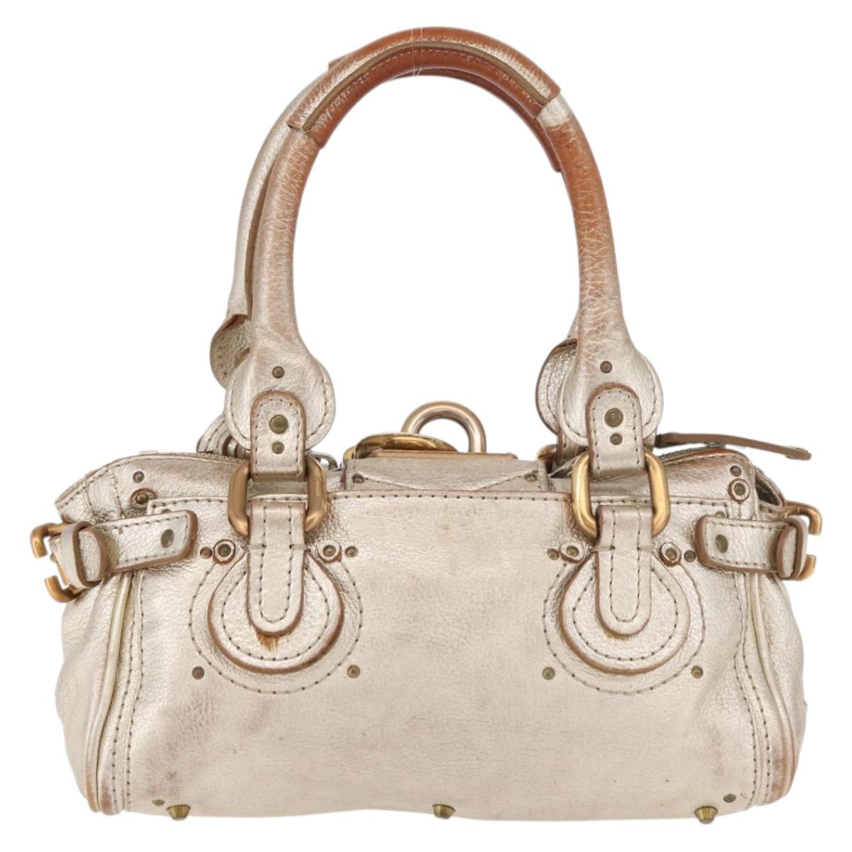 Chloe Paddington Hand Bag Leather Gold Silver Auth 178535A
