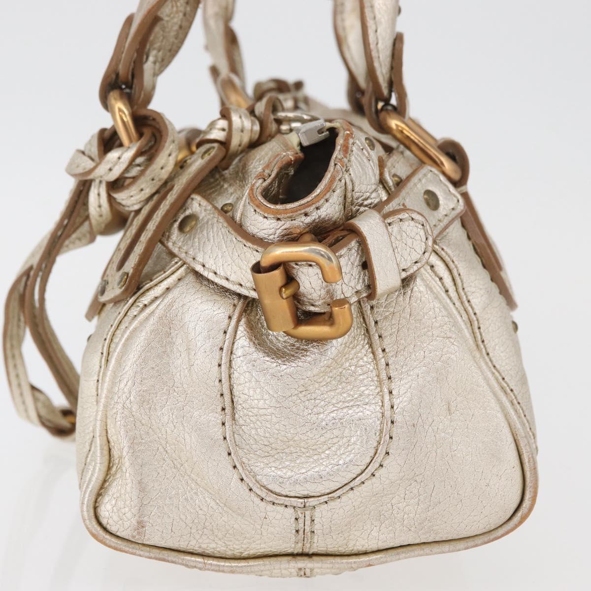 Chloe Paddington Hand Bag Leather Gold Silver Auth 178535A
