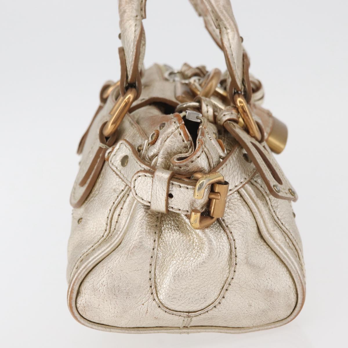 Chloe Paddington Hand Bag Leather Gold Silver Auth 178535A