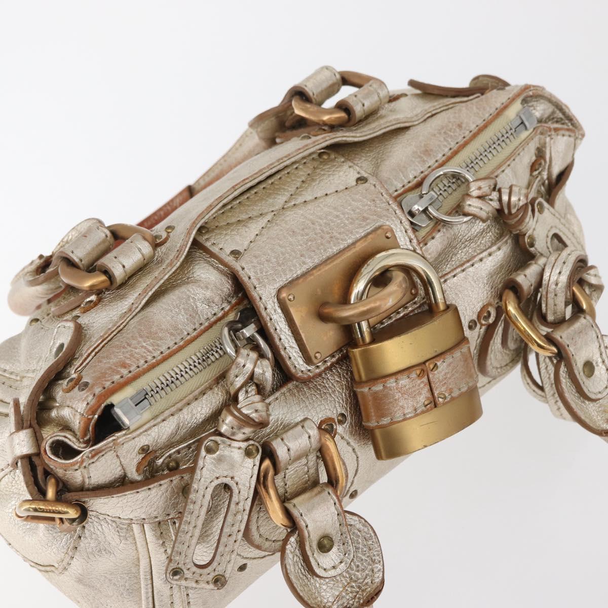 Chloe Paddington Hand Bag Leather Gold Silver Auth 178535A