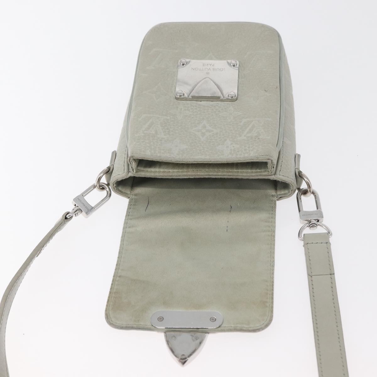 LOUIS VUITTON Taurillon Vertical Wearable Wallet Bag Gray M82568 LV Auth 178538V