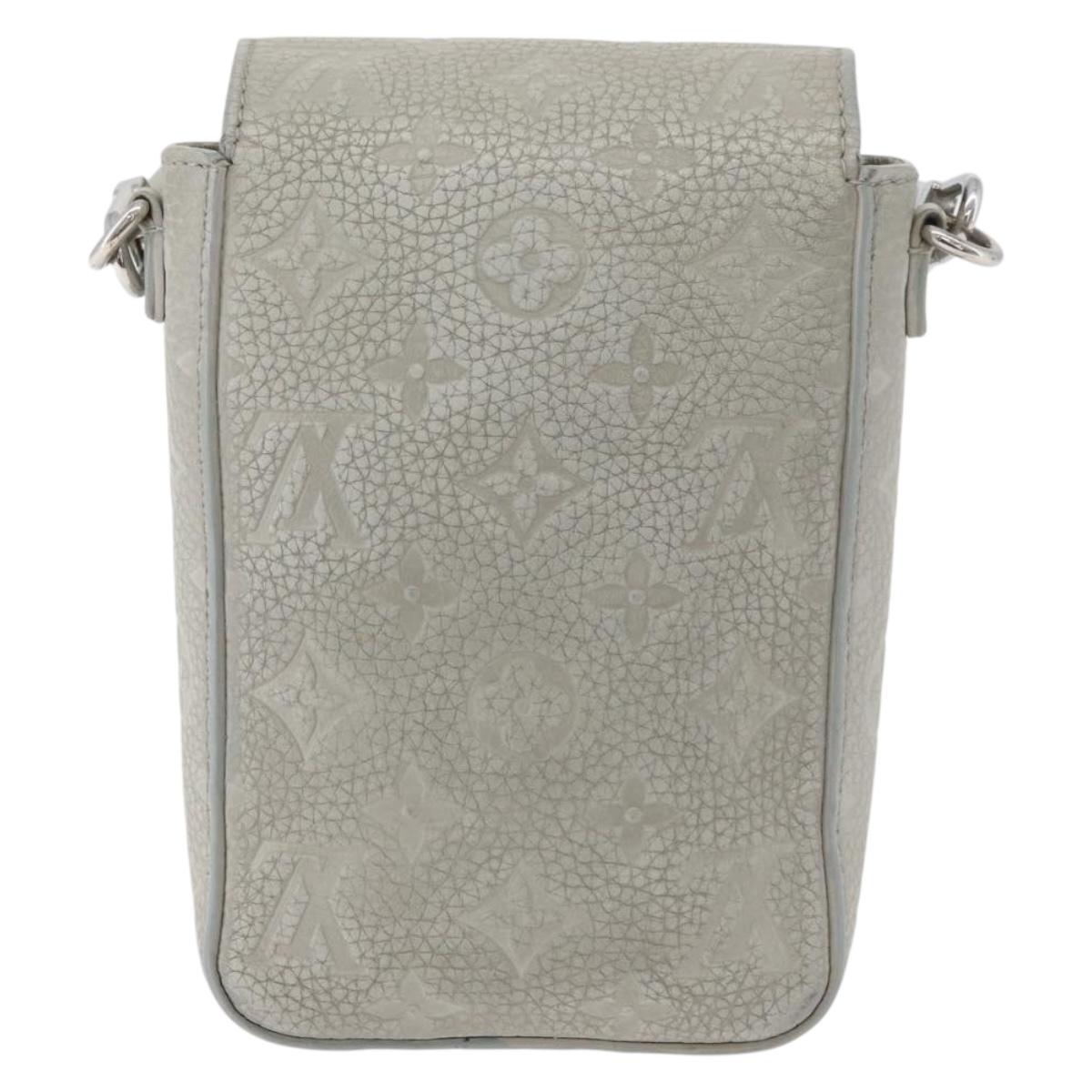 LOUIS VUITTON Taurillon Vertical Wearable Wallet Bag Gray M82568 LV Auth 178538V
