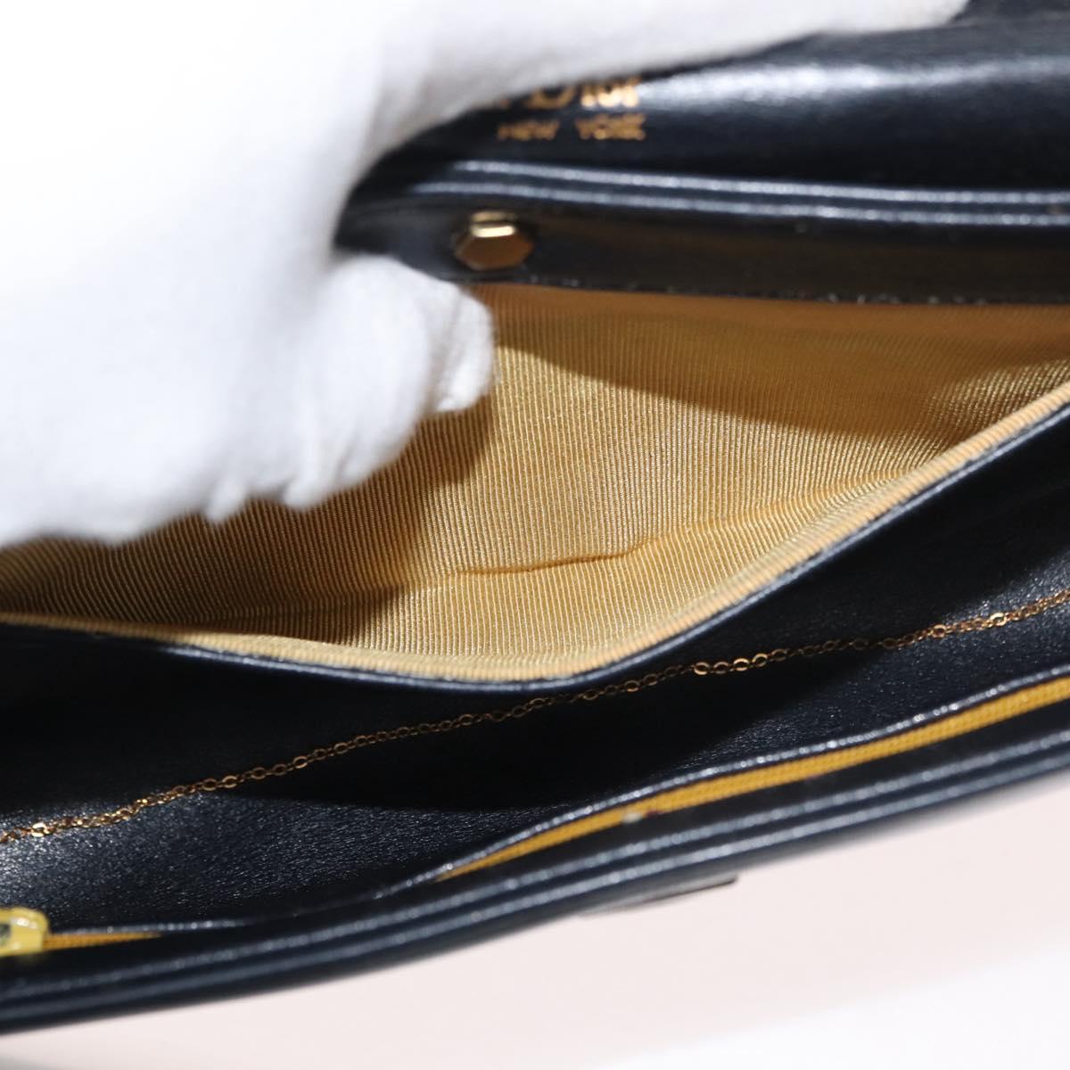 Christian Dior Hand Bag Calf Skin 2way Navy Gold Auth 178542A