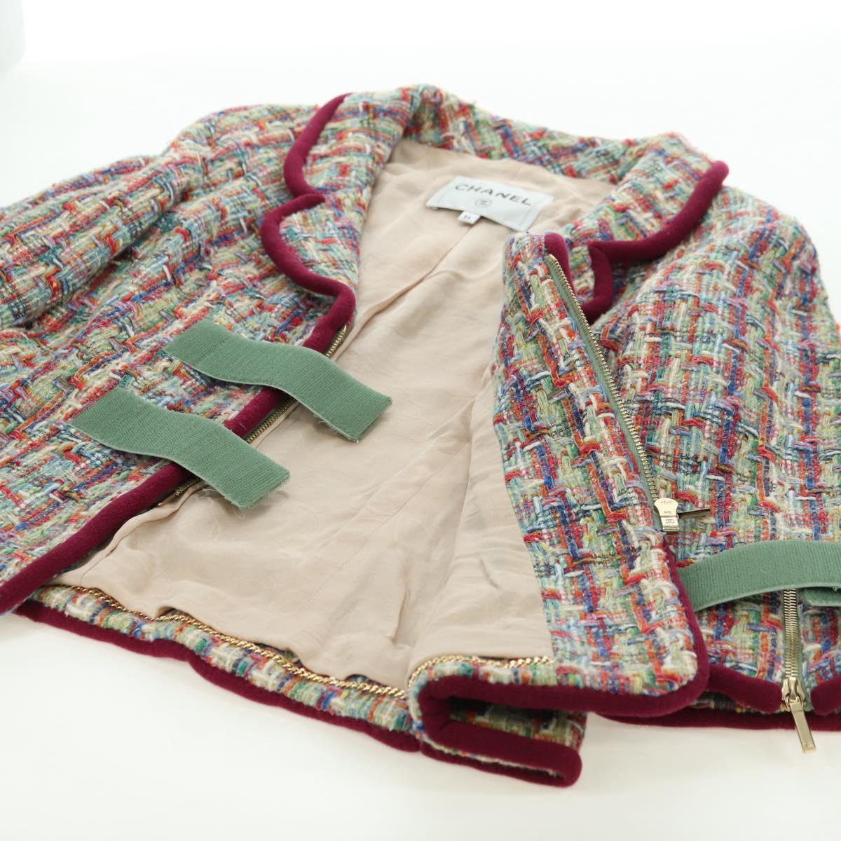 CHANEL Jacket Tweed Multicolor CC Auth 178546V