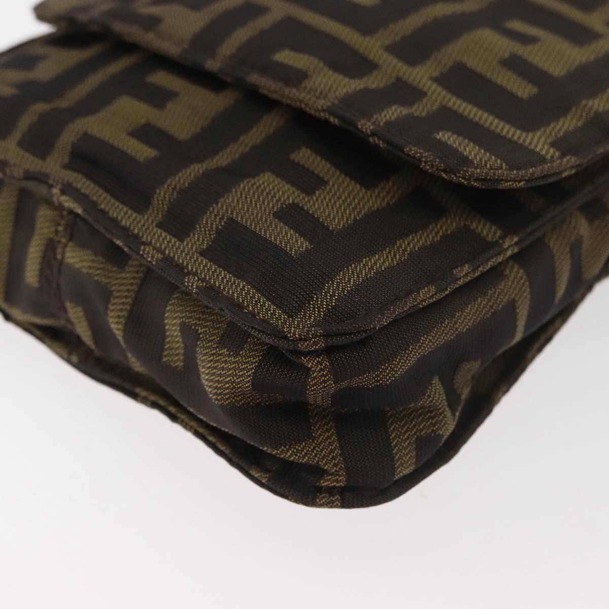 FENDI Zucca Canvas Shoulder Bag Black Brown Auth 178582