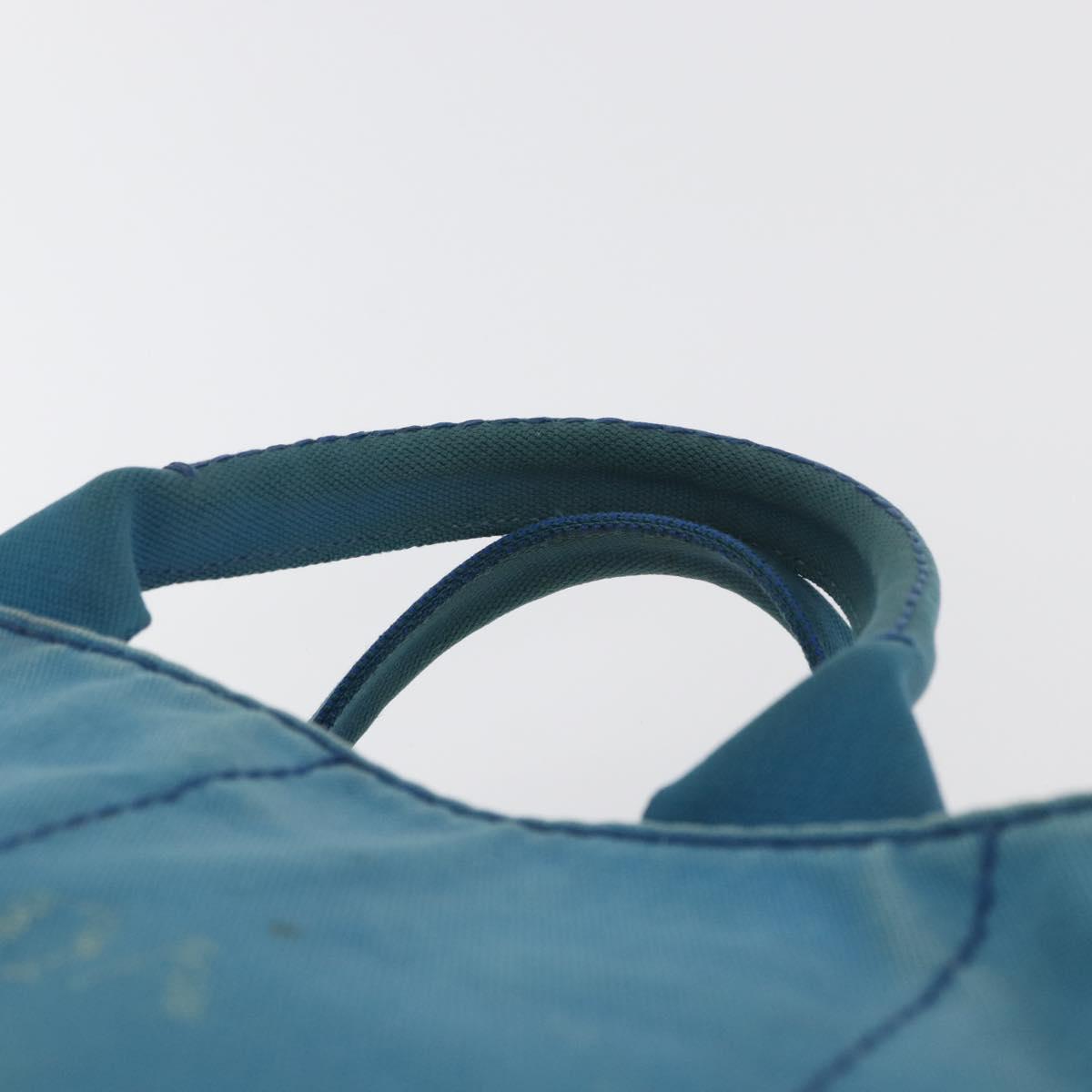 PRADA Canapa MM Hand Bag Canvas Light Blue Gold Auth 178585