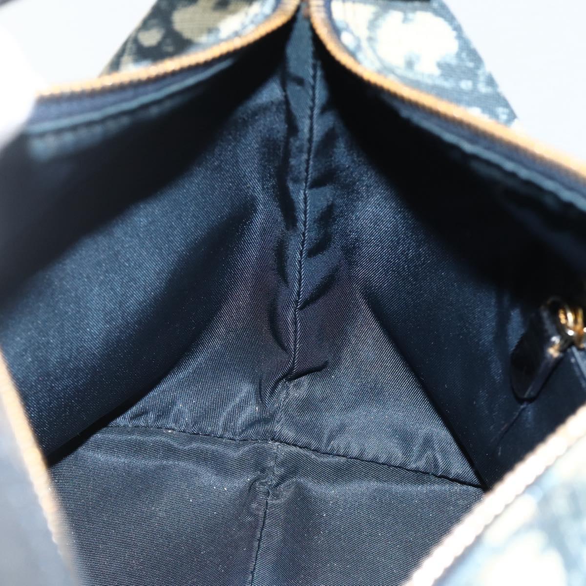 Christian Dior Trotter Canvas Hand Pouch PVC Blue Gold Auth 178589A