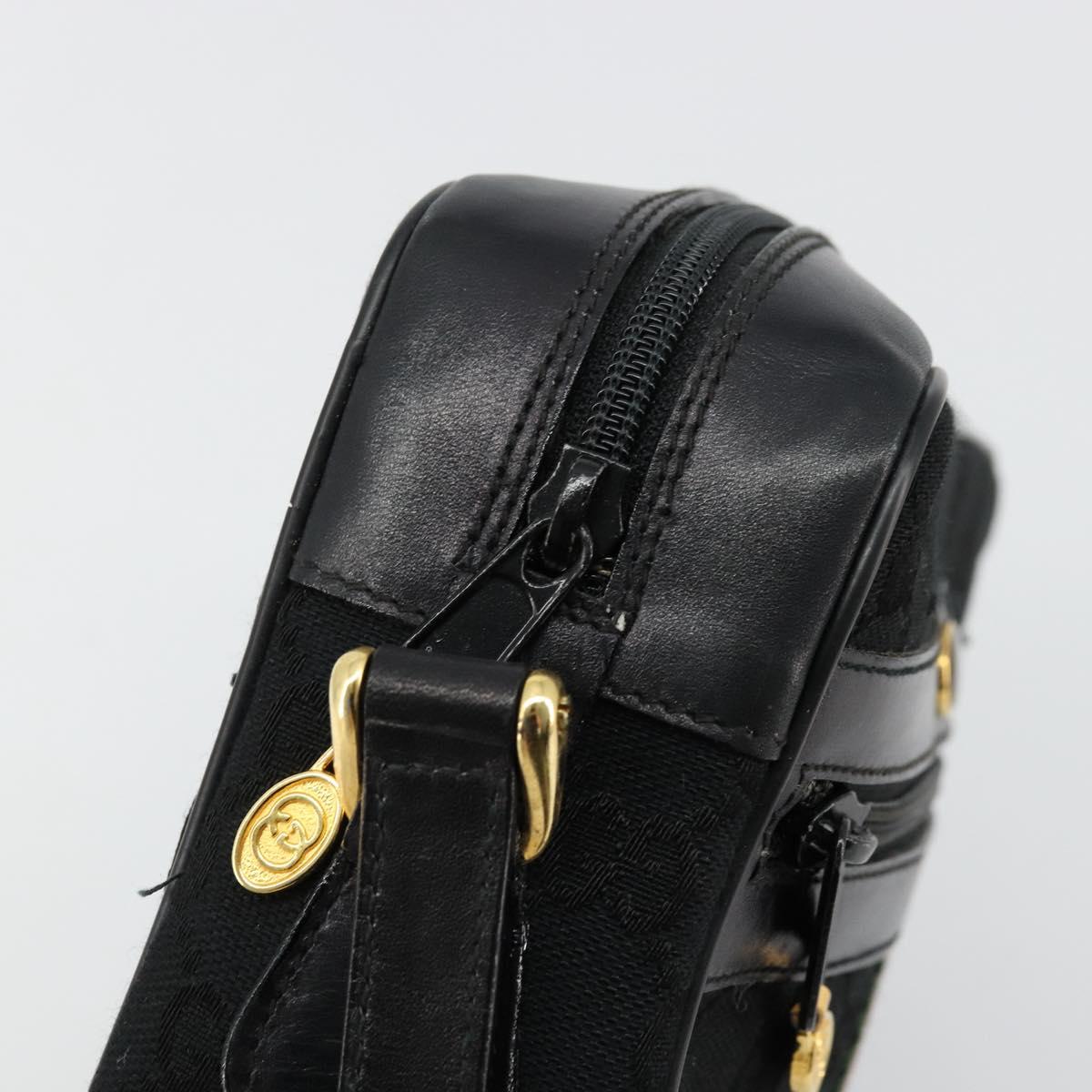 GUCCI GG Canvas Web Sherry Line Shoulder Bag Black Red Green Auth 178590A