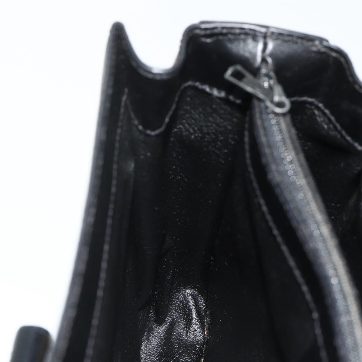 CELINE Macadam Canvas Hand Bag PVC Leather Black Gold Auth 178597A