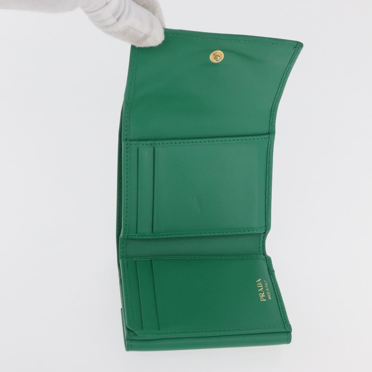 PRADA Wallet Leather Gold Green Auth 178603V