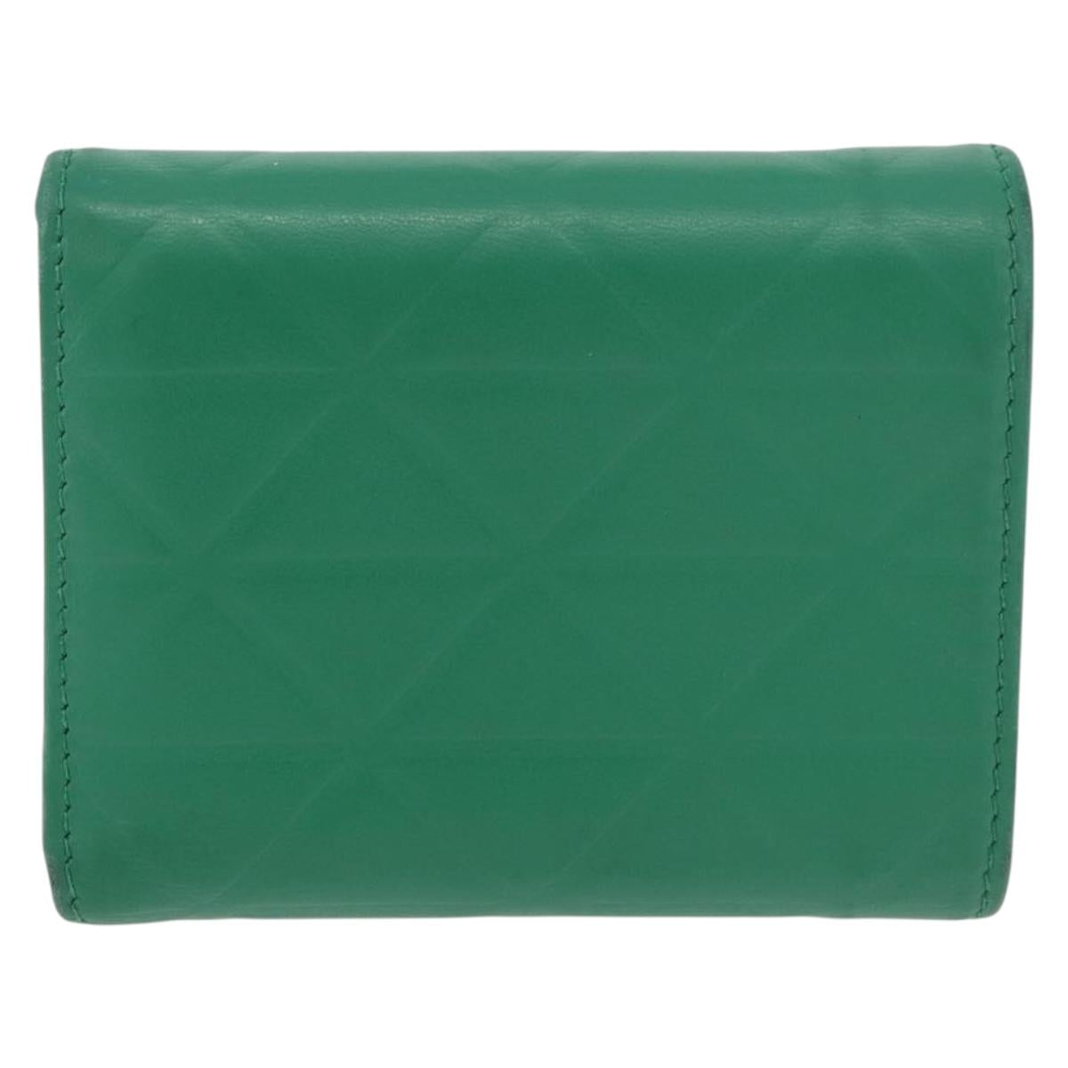 PRADA Wallet Leather Gold Green Auth 178603V