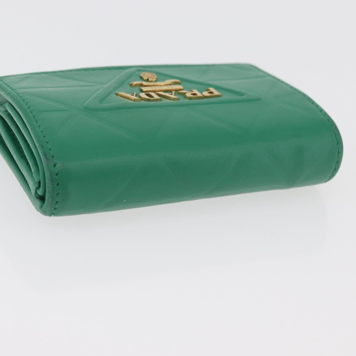 PRADA Wallet Leather Gold Green Auth 178603V