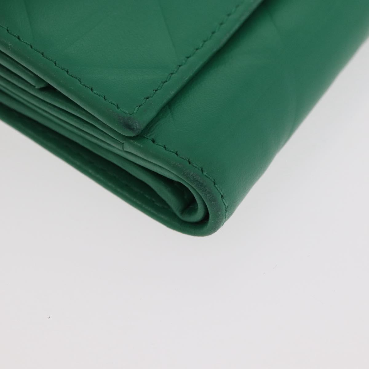 PRADA Wallet Leather Gold Green Auth 178603V
