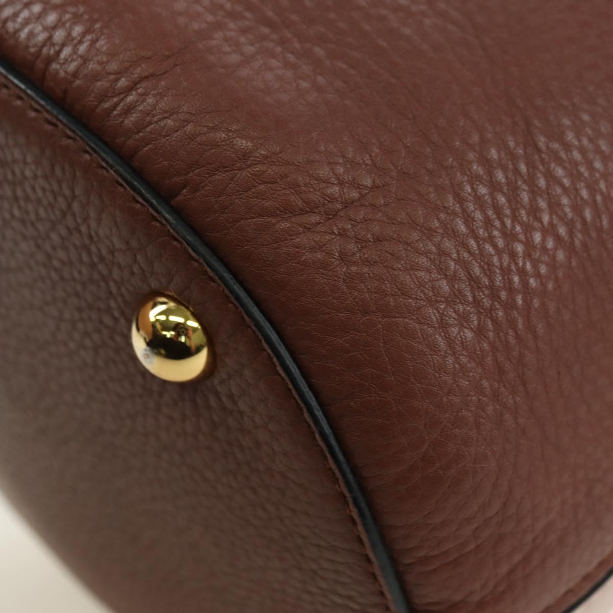 MARNI Panniers Hand Bag Leather 2way Beige Gold Auth 178605V
