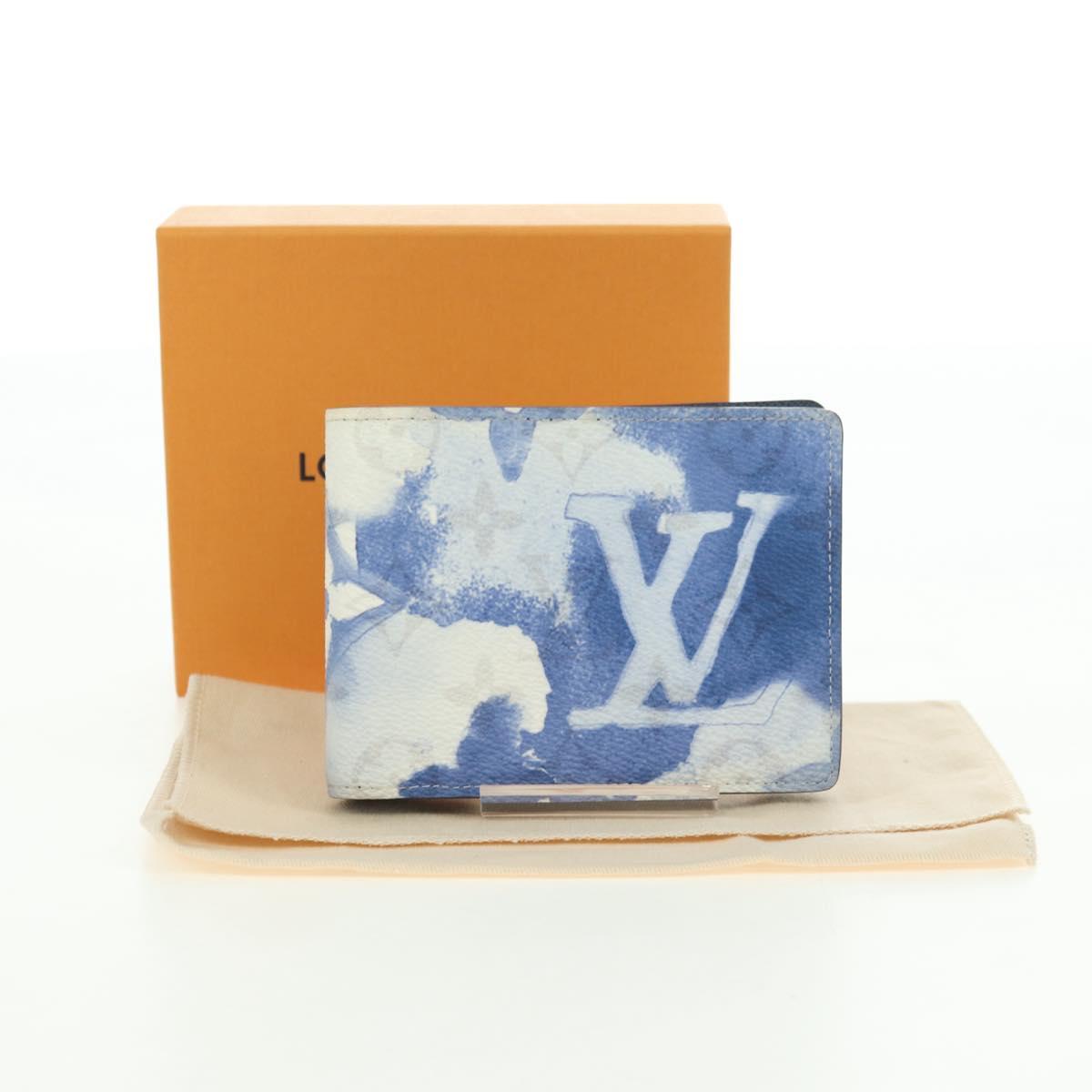 LOUIS VUITTON Watercolor Portefeuille Multi Ple Wallet Blue M80458 Auth 178607M