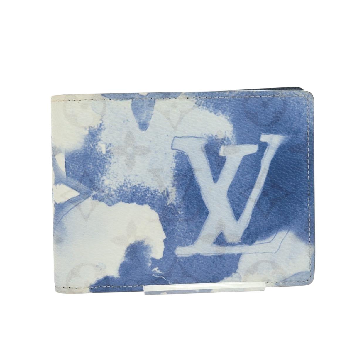 LOUIS VUITTON Watercolor Portefeuille Multi Ple Wallet Blue M80458 Auth 178607M