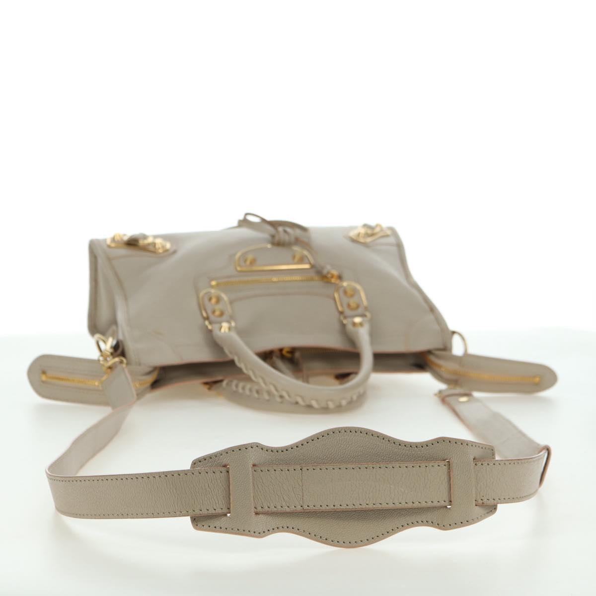 BALENCIAGA Classic Metal Edge City Bag Leather 2way Beige 432831 Auth 178610SAM