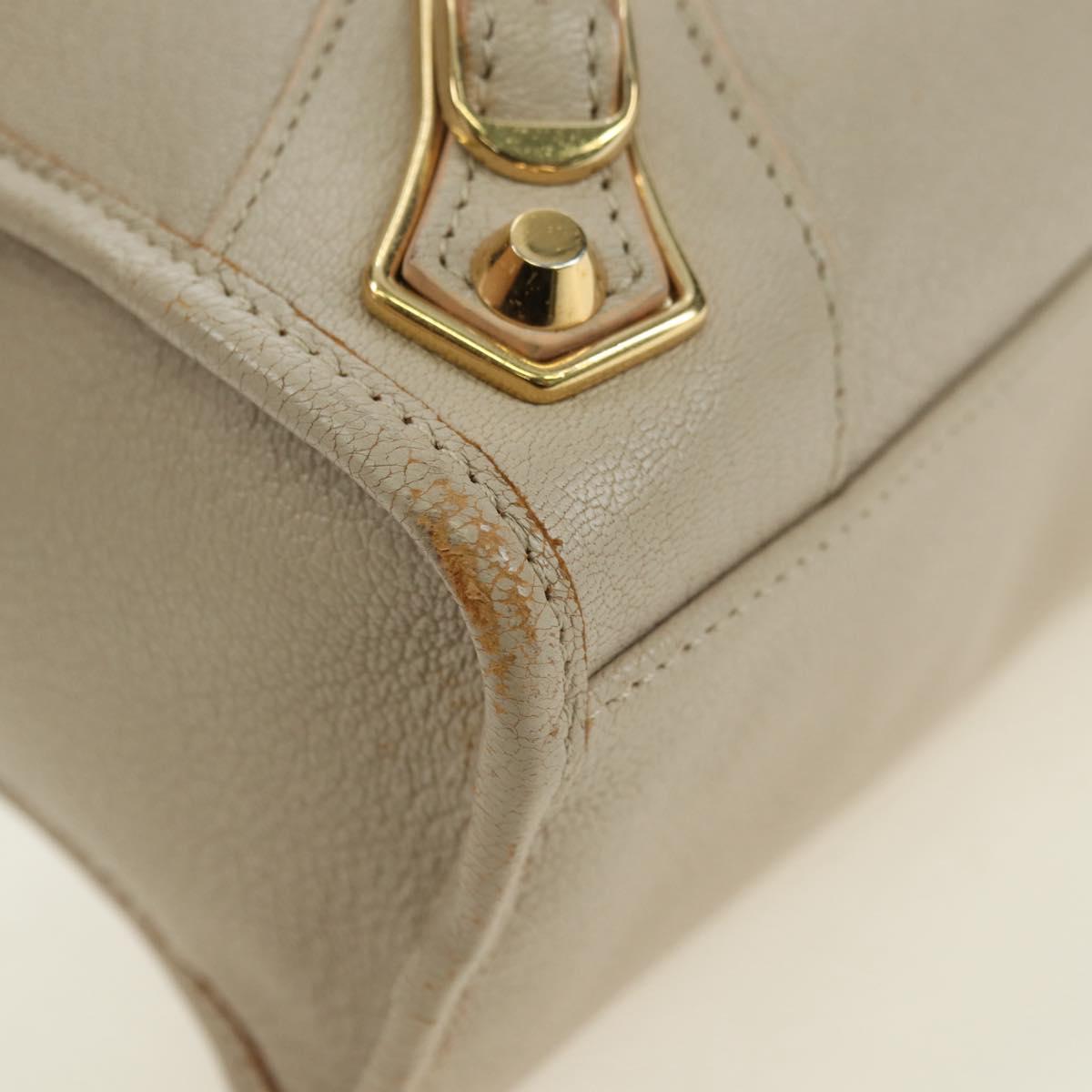 BALENCIAGA Classic Metal Edge City Bag Leather 2way Beige 432831 Auth 178610SAM