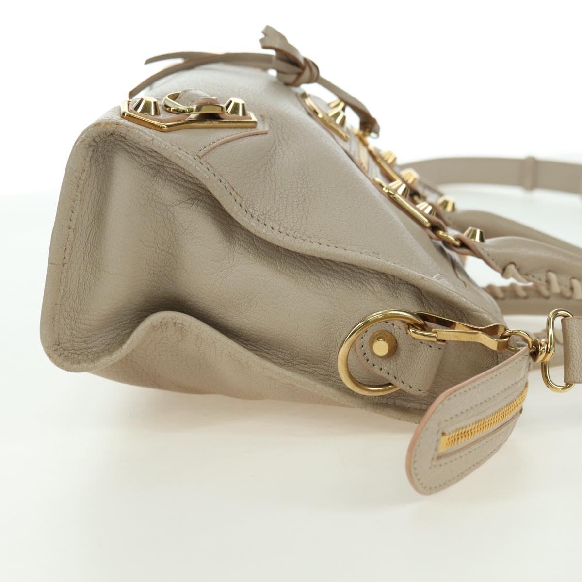 BALENCIAGA Classic Metal Edge City Bag Leather 2way Beige 432831 Auth 178610SAM