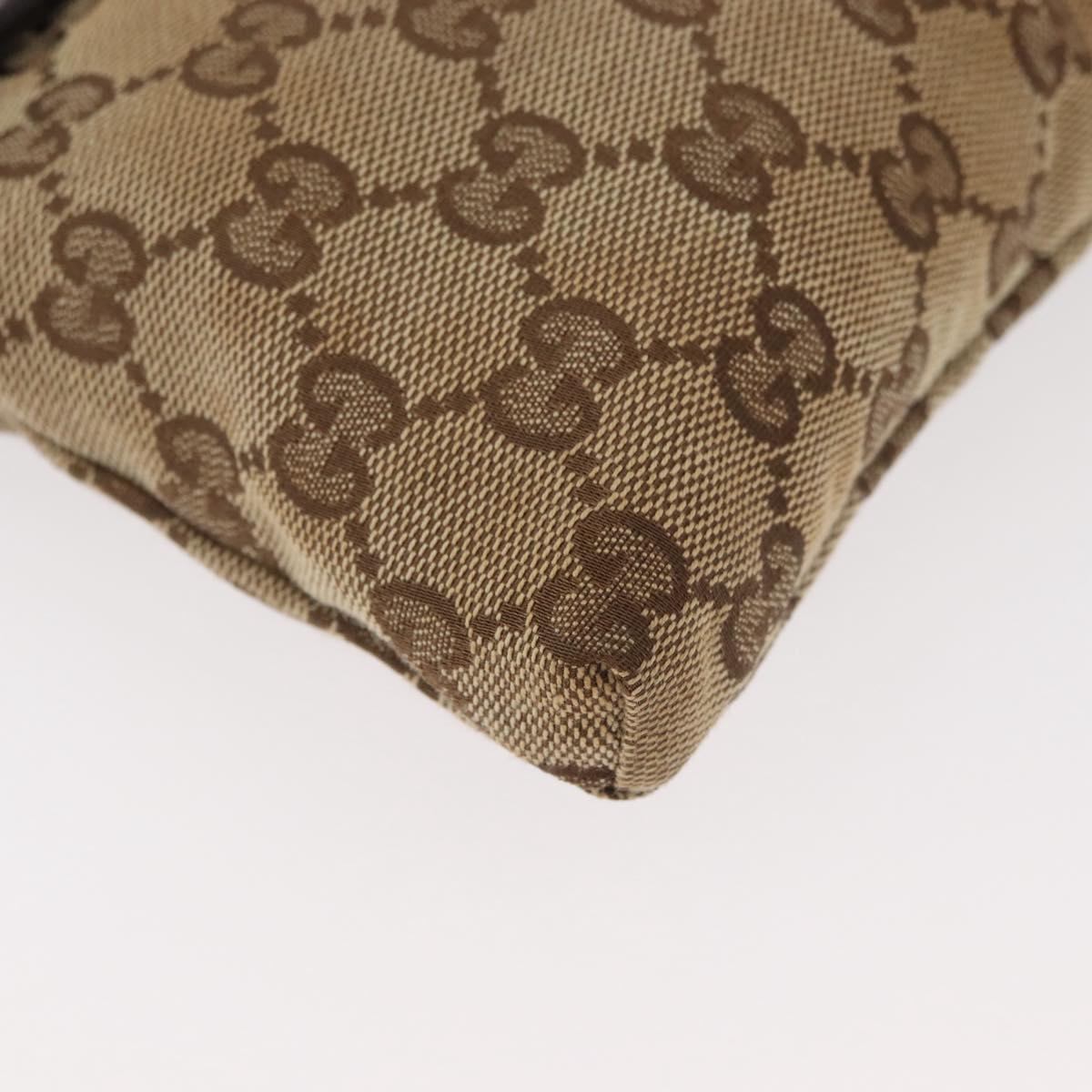 GUCCI GG Canvas Waist Bag Beige Silver 28566 Auth 178628