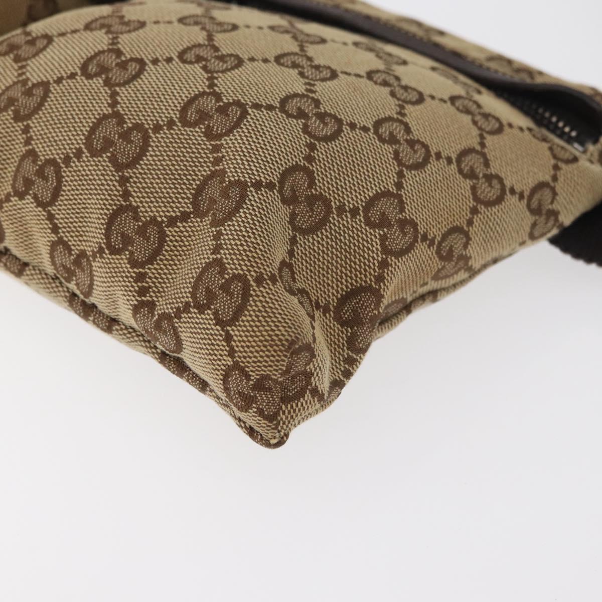 GUCCI GG Canvas Waist Bag Beige Silver 28566 Auth 178628