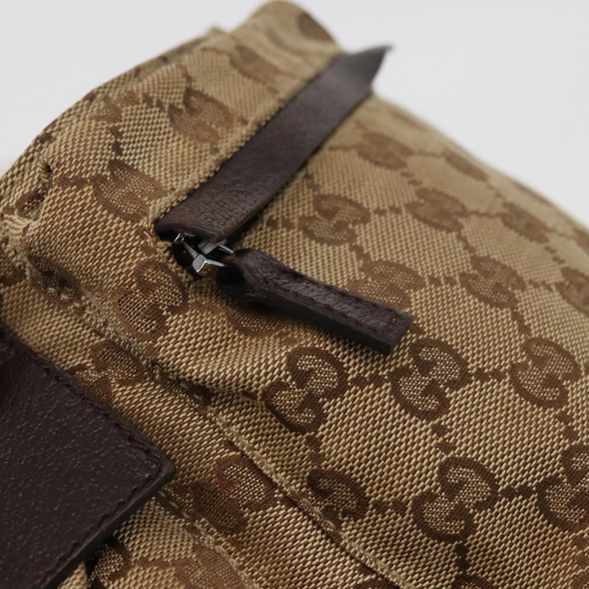 GUCCI GG Canvas Waist Bag Beige Silver 28566 Auth 178628