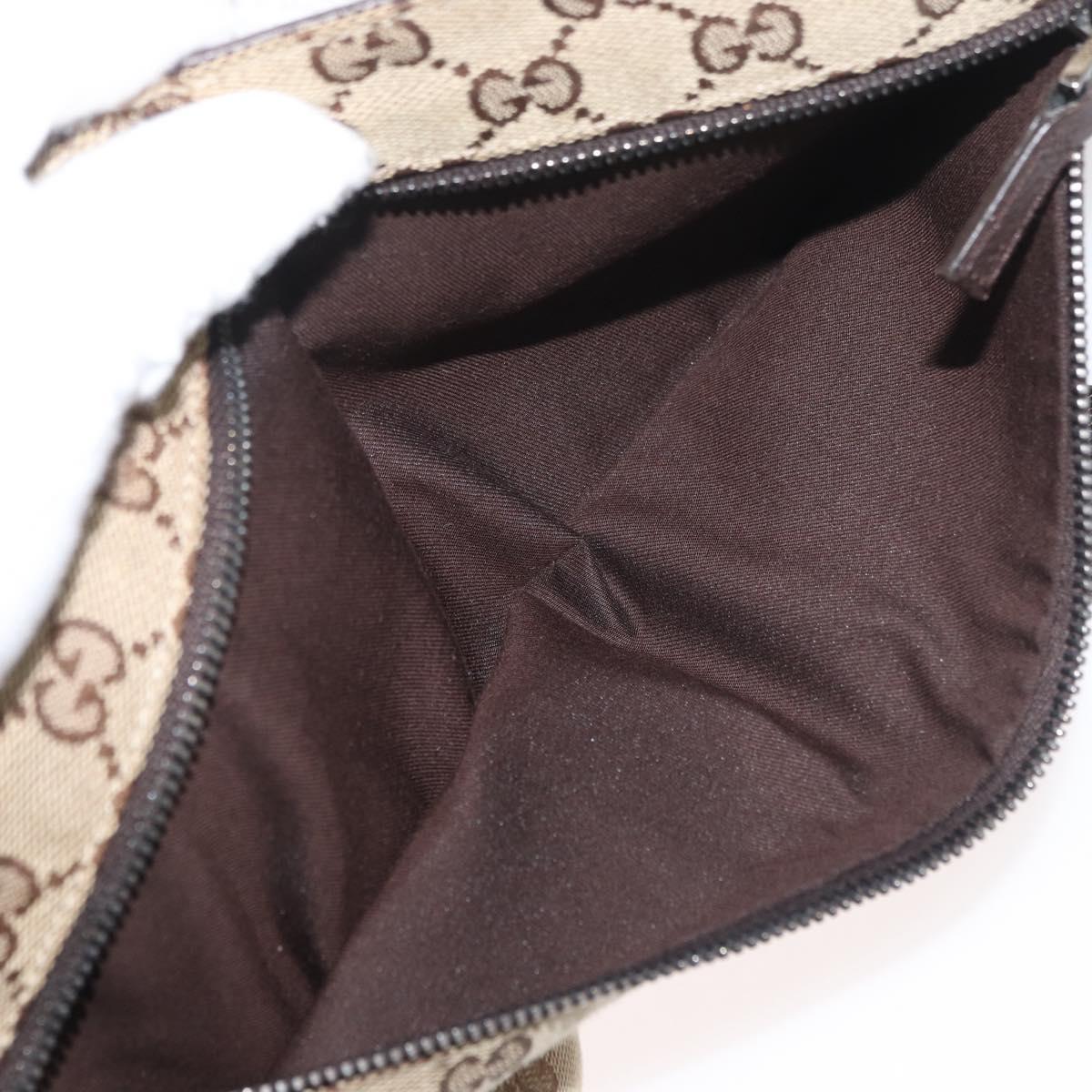 GUCCI GG Canvas Waist Bag Beige Silver 28566 Auth 178628