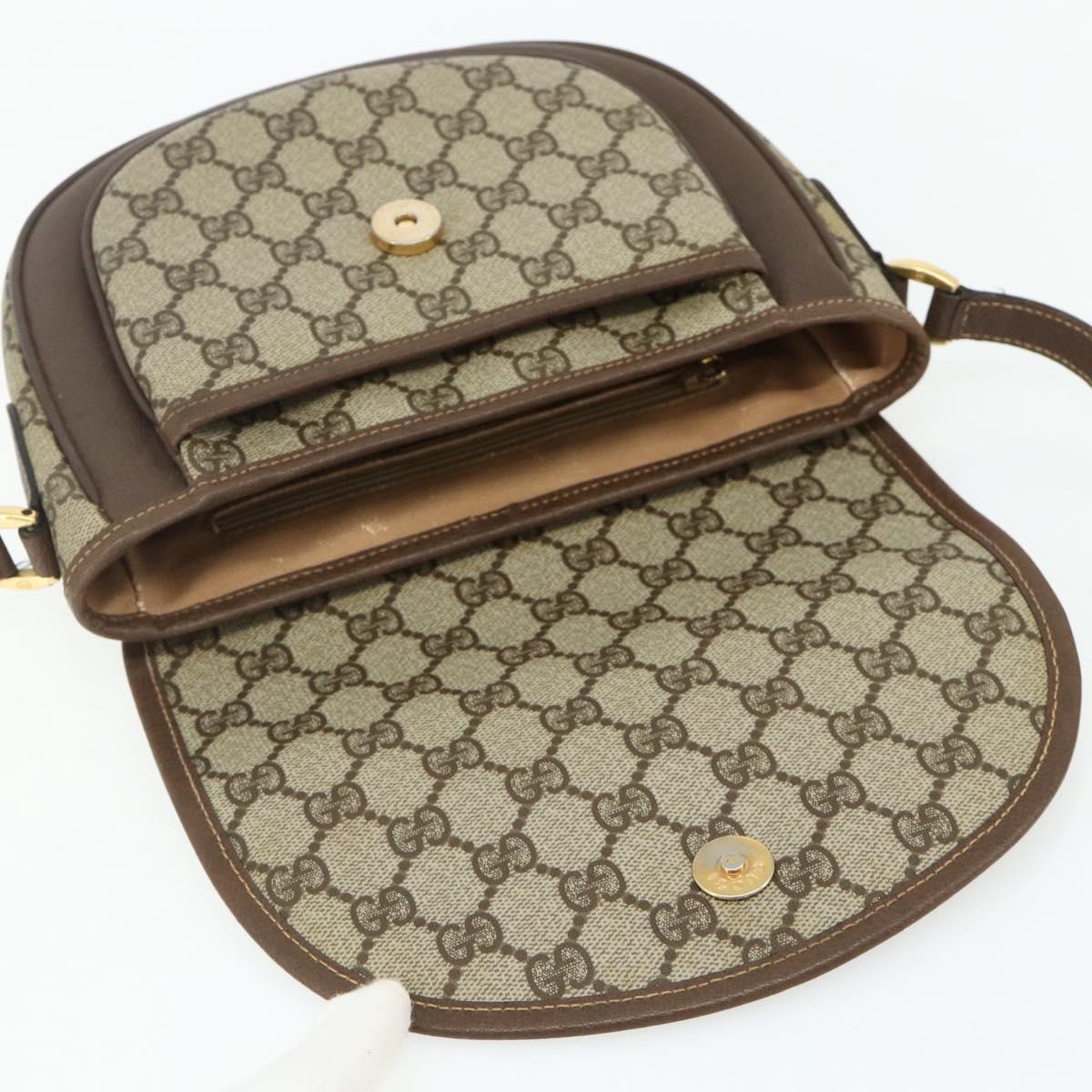 GUCCI GG Supreme Shoulder Bag PVC Beige Gold 001 58 6861 Auth 178629