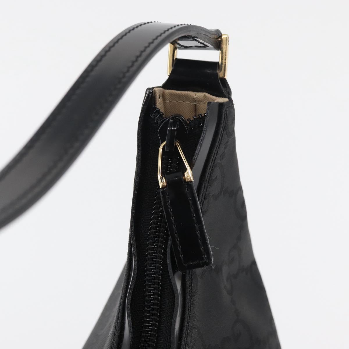 GUCCI GG Canvas Shoulder Bag Nylon Black Gold 000 8602 Auth 178635A