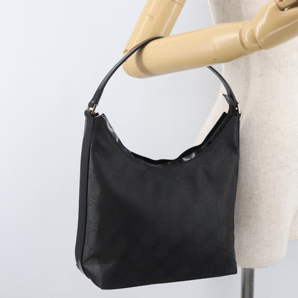GUCCI GG Canvas Shoulder Bag Nylon Black Gold 000 8602 Auth 178635A