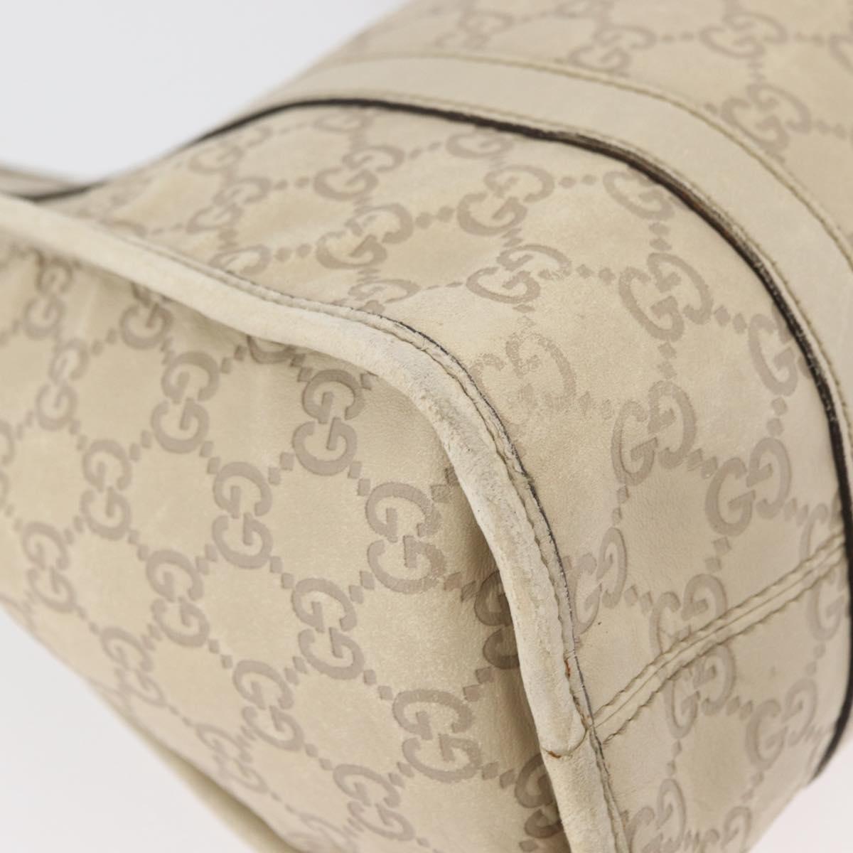 GUCCI GG Canvas Guccissima Jackie Bag Leather Cream Gold 203494 Auth 178636