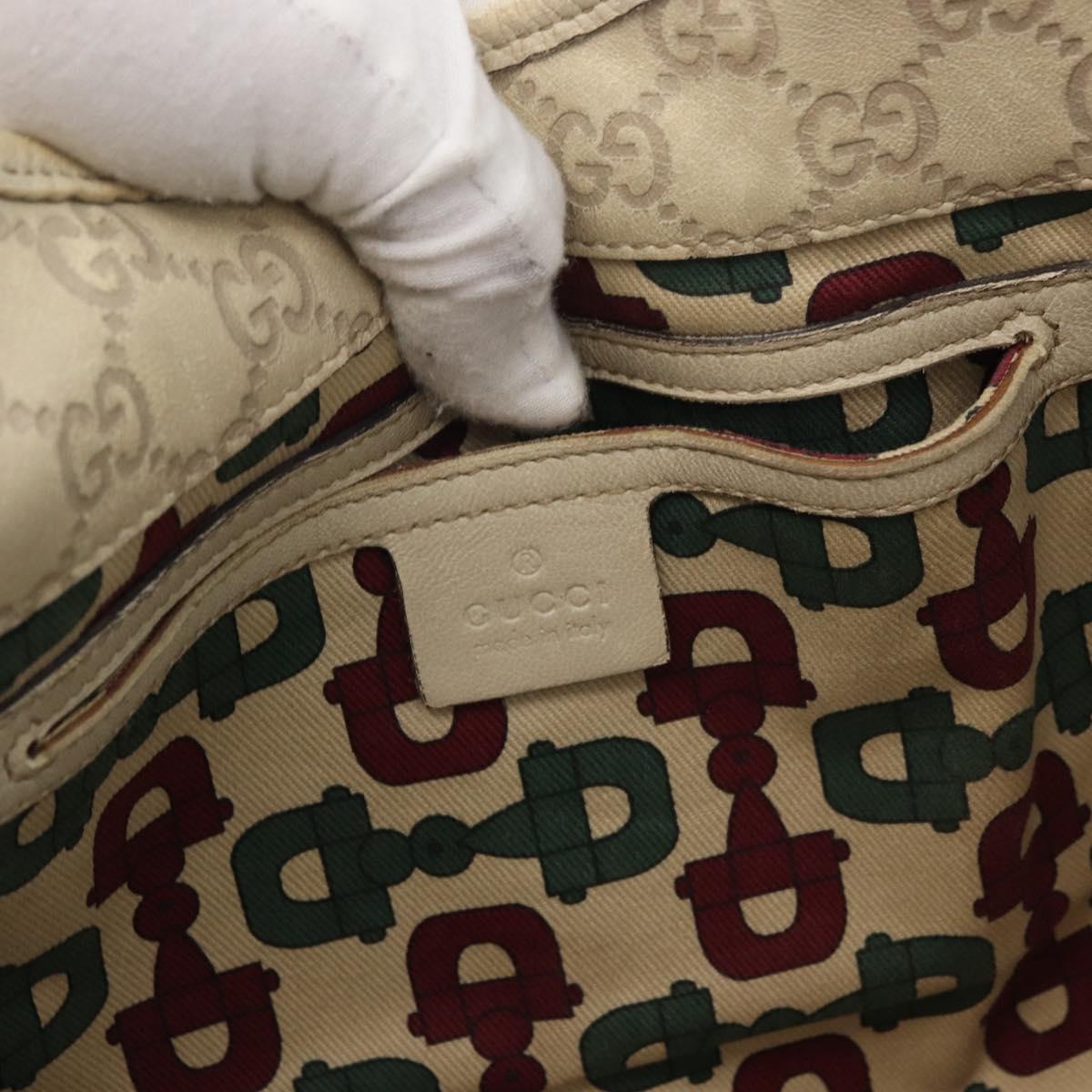 GUCCI GG Canvas Guccissima Jackie Bag Leather Cream Gold 203494 Auth 178636
