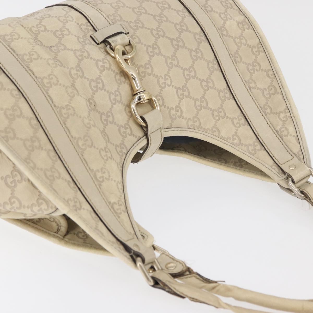 GUCCI GG Canvas Guccissima Jackie Bag Leather Cream Gold 203494 Auth 178636