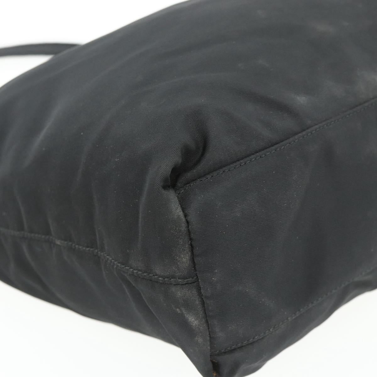 PRADA Hand Bag Nylon Black Silver Auth 178639