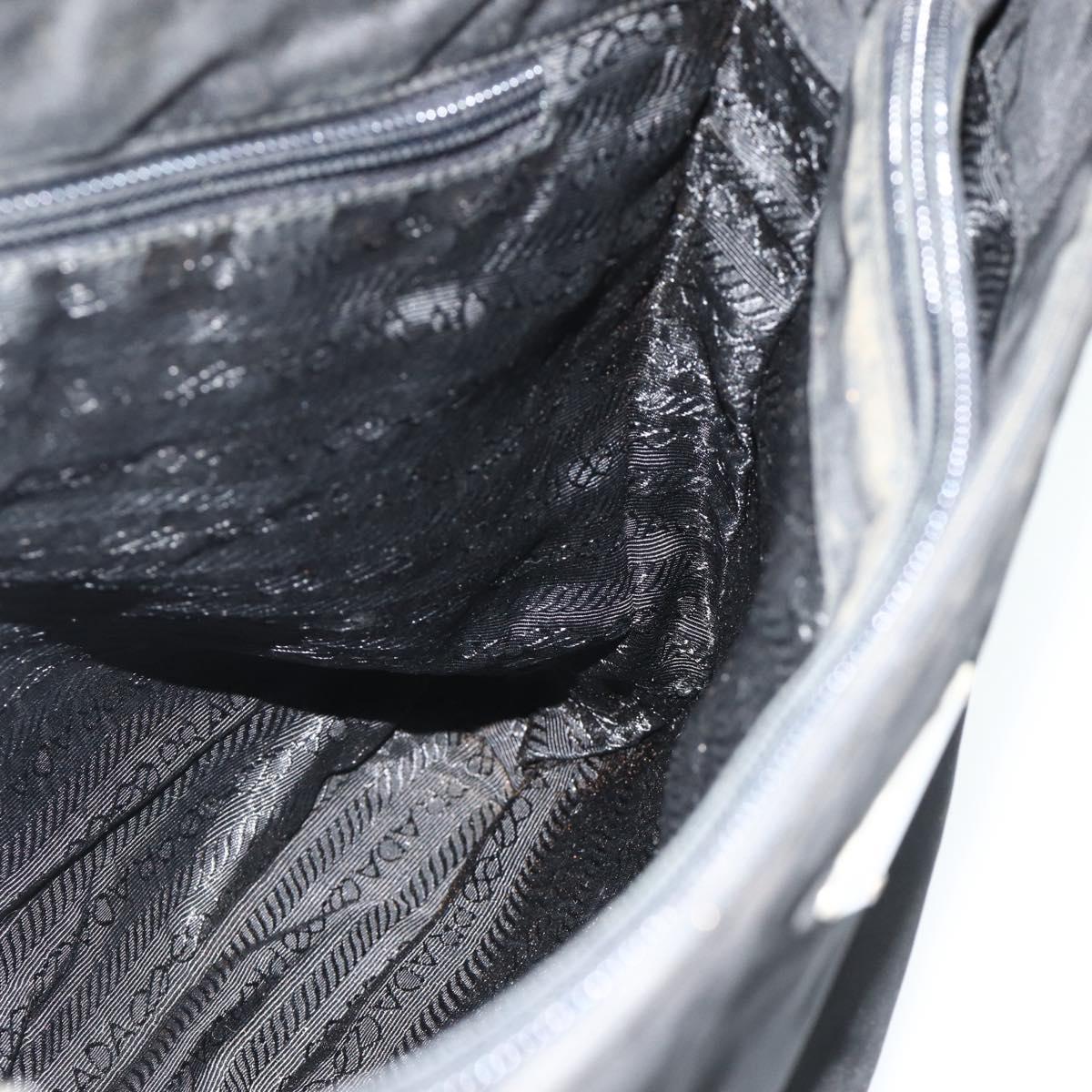 PRADA Hand Bag Nylon Black Silver Auth 178639