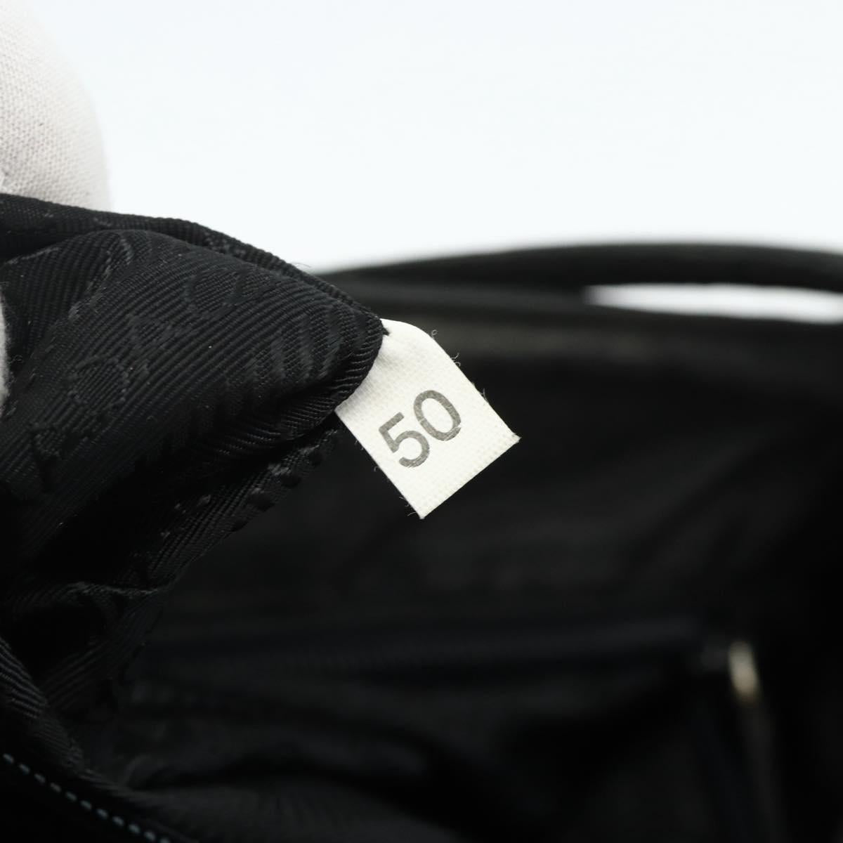 PRADA Hand Bag Nylon Black Silver Auth 178639
