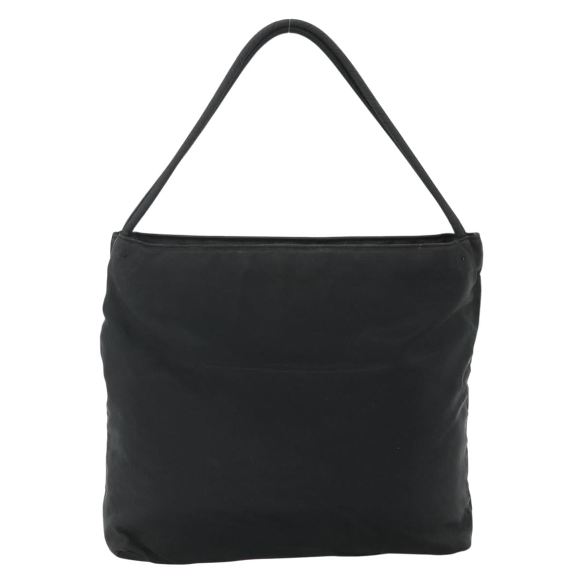 PRADA Hand Bag Nylon Black Silver Auth 178639