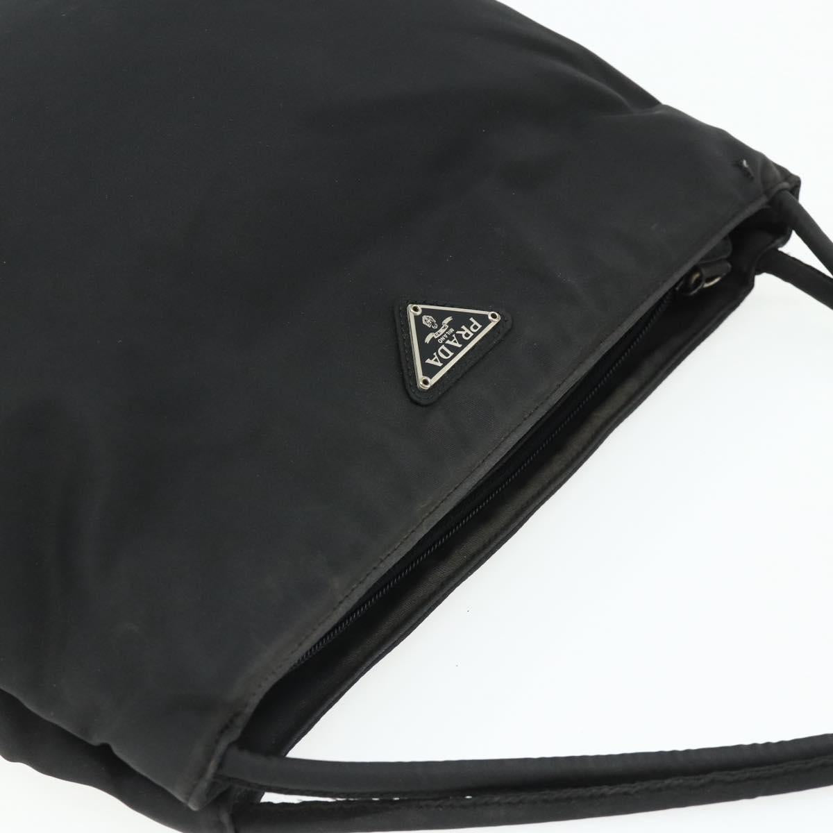 PRADA Hand Bag Nylon Black Silver Auth 178639