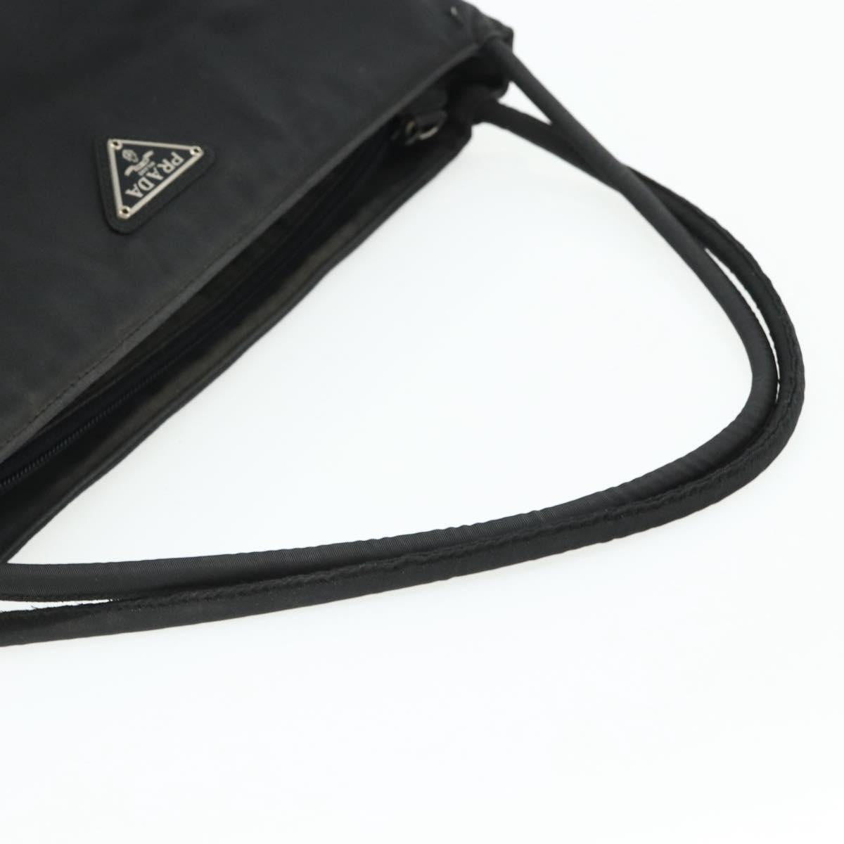 PRADA Hand Bag Nylon Black Silver Auth 178639