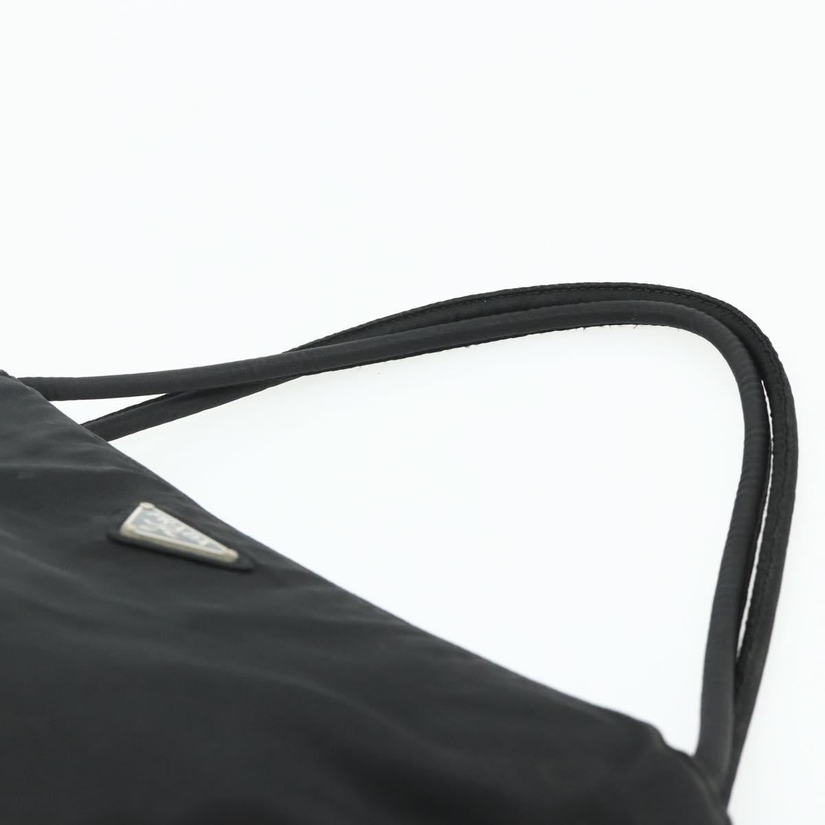 PRADA Hand Bag Nylon Black Silver Auth 178639