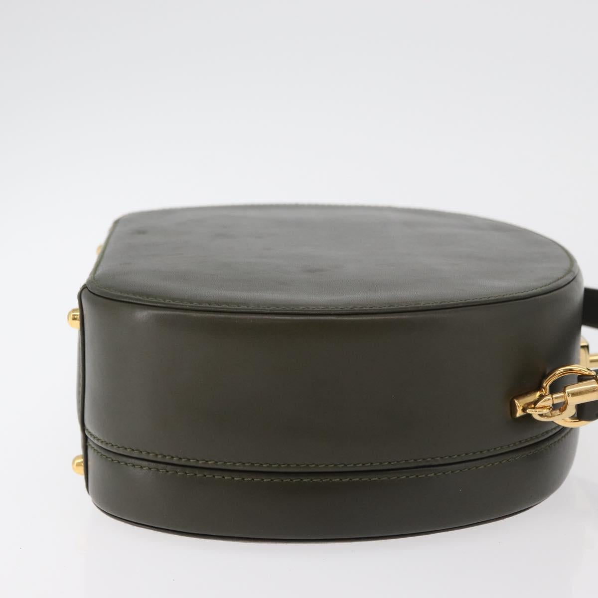 GUCCI Hand Bag Leather 2way Khaki Gold Auth 178640