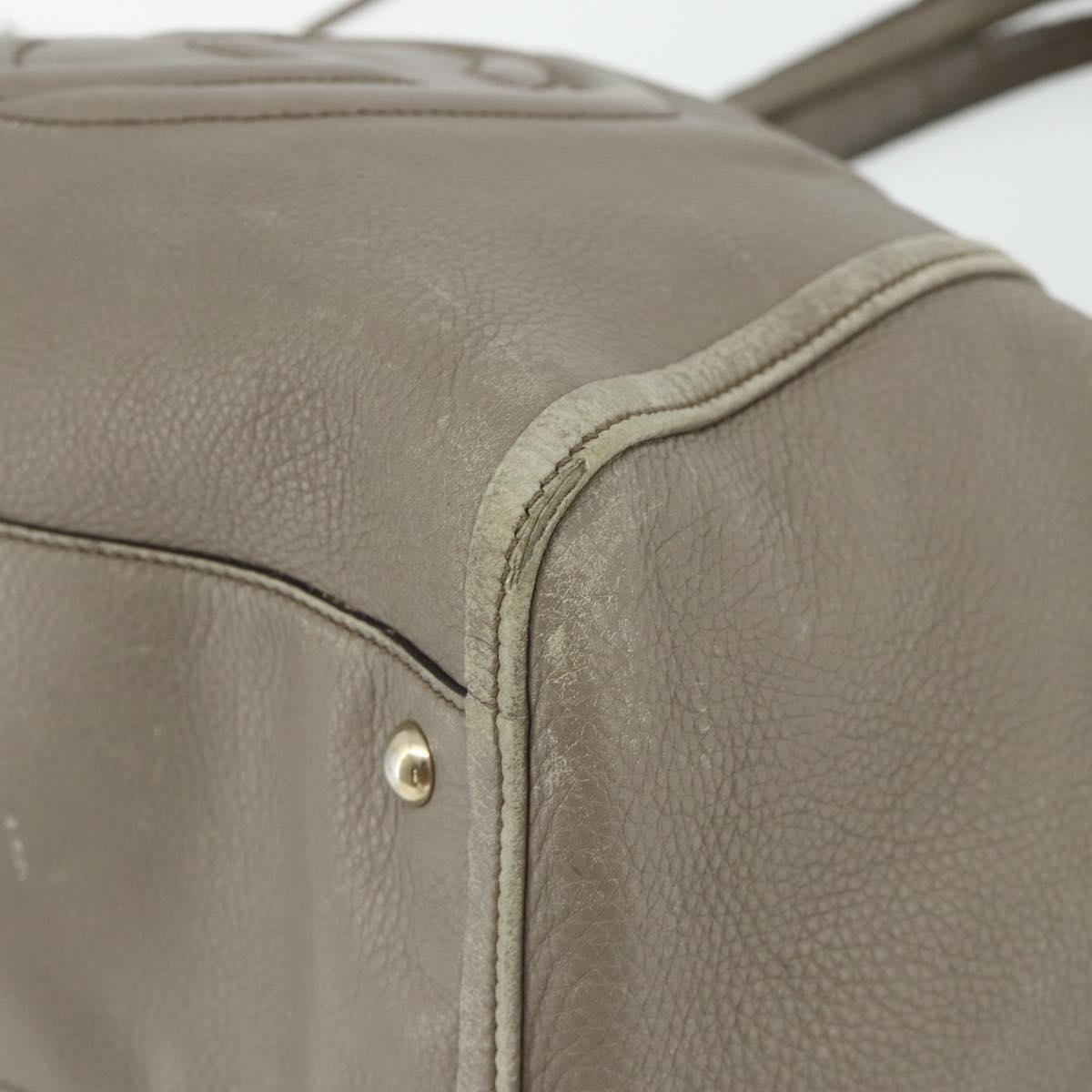 GUCCI Soho Hand Bag Leather Gray Gold 282309 Auth 178647