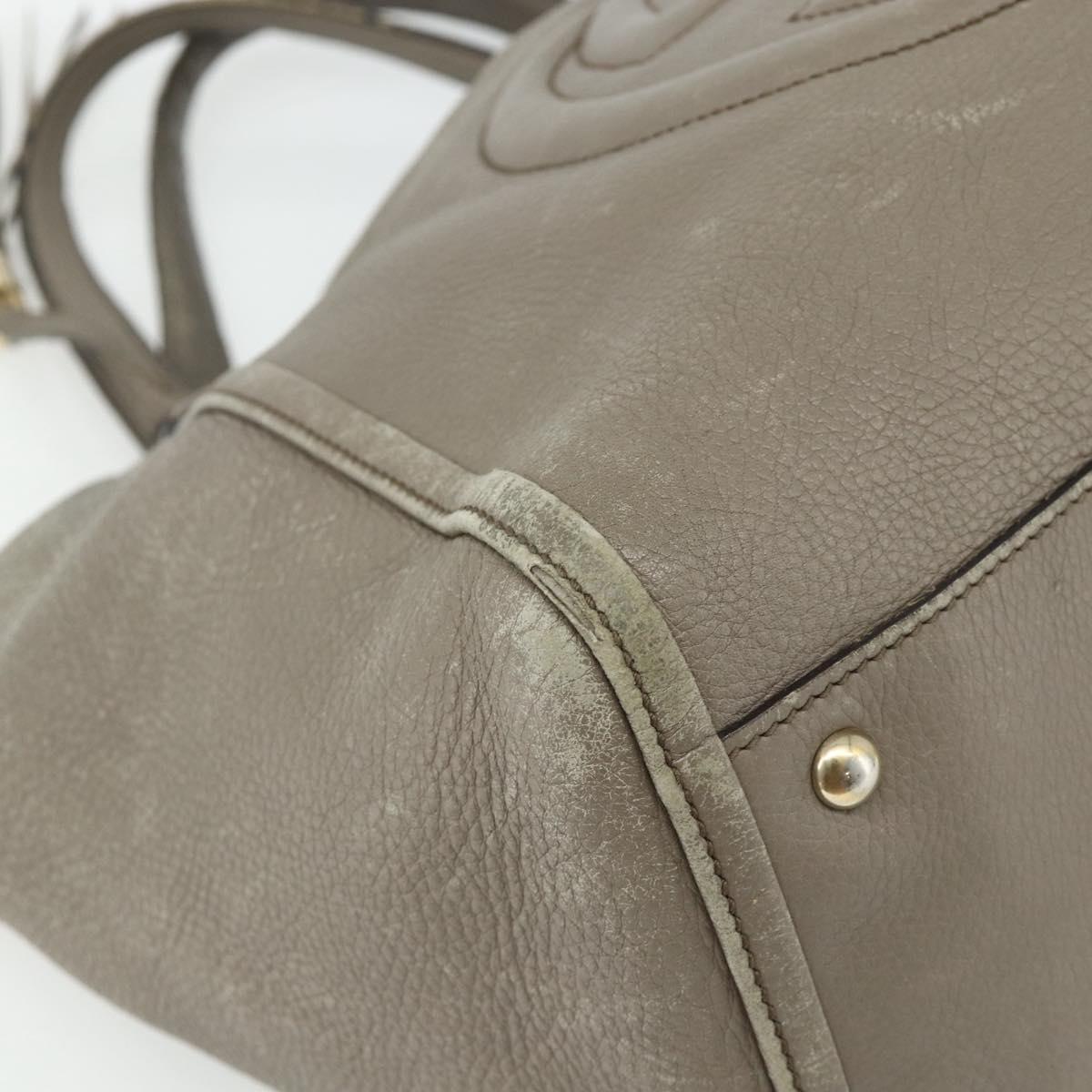 GUCCI Soho Hand Bag Leather Gray Gold 282309 Auth 178647