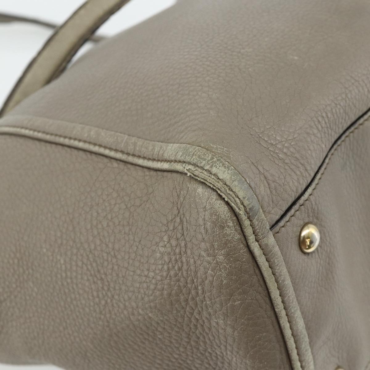 GUCCI Soho Hand Bag Leather Gray Gold 282309 Auth 178647