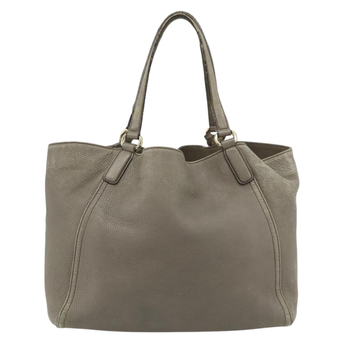GUCCI Soho Hand Bag Leather Gray Gold 282309 Auth 178647