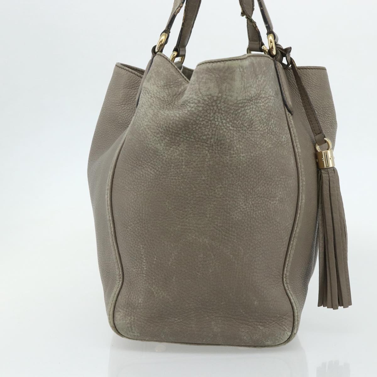 GUCCI Soho Hand Bag Leather Gray Gold 282309 Auth 178647